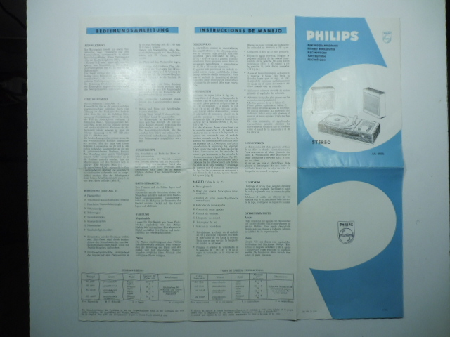 Philips. Elektrogrammofoon, record reproducer... Istruzioni d'uso